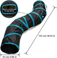 Cat Tunnel, S-2-Way Cat Tunnels for Indoor Cats, Interactive Toy Maze Cat House, Foldable Cat Tubes and Tunnels for Cats Kittens, Puppies, Kitty, Kitten, Rabbit, Guinea Pigs (Blue & Black)