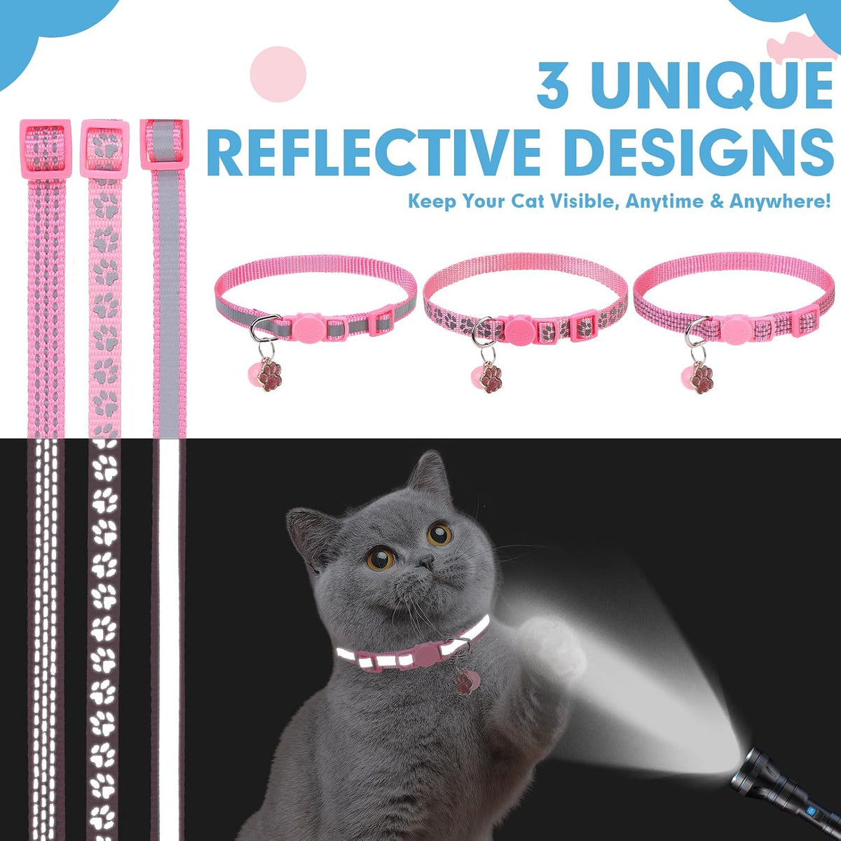 BINGPET Halloween Cat Collar Breakaway - Reflective (Pink) - image 2