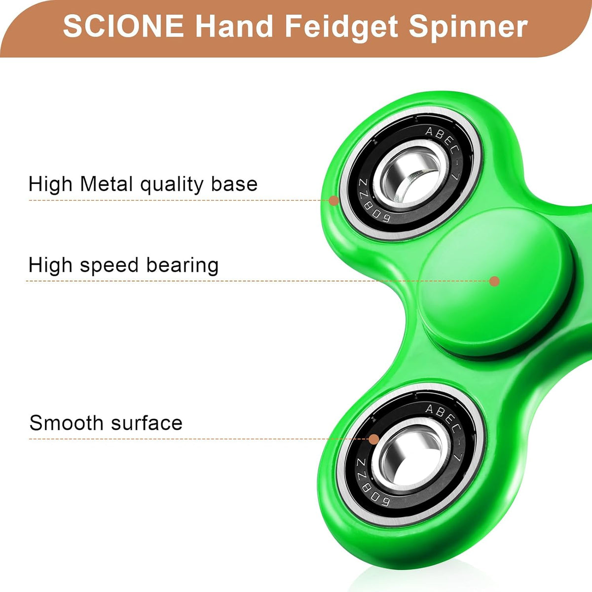 SCIONE Fidget Spinner Toy 1 Pack - Green - image 2