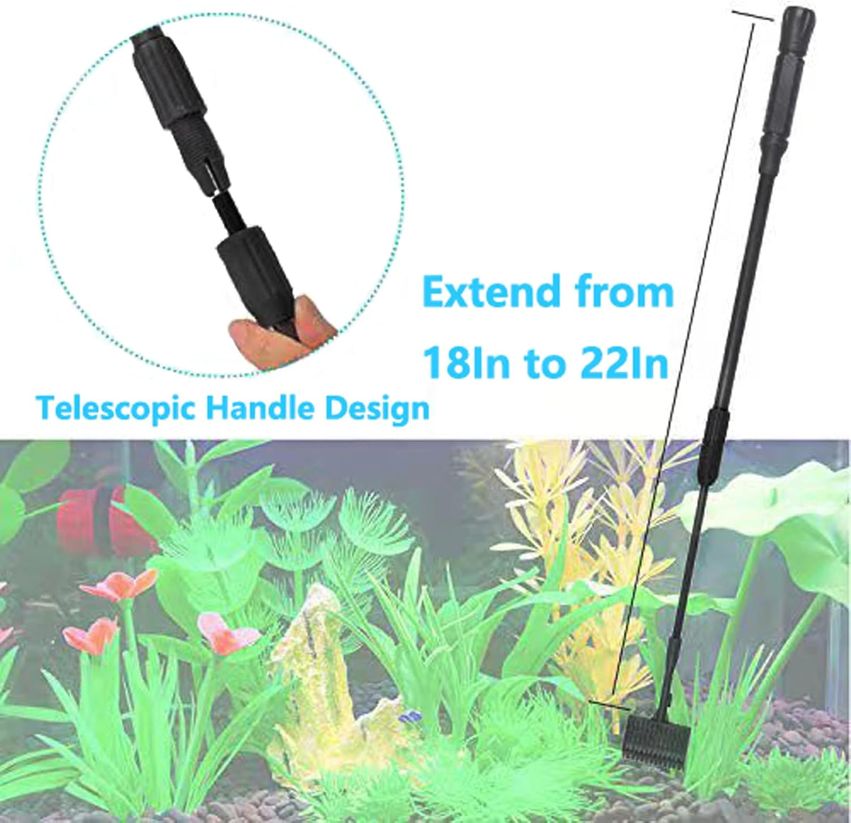 4IN1 Aquarium Cleaning Tools Long Handle Algae Scraper – Essentials for Fish - 4IN1 / 18~24In - image 4
