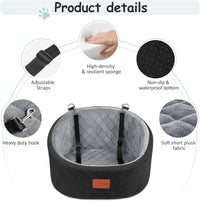 Lealchum Dog Car Seat for Small Dogs Up to 30 Lbs with 2 Safety Dog - Black/Grey / Small - image 3