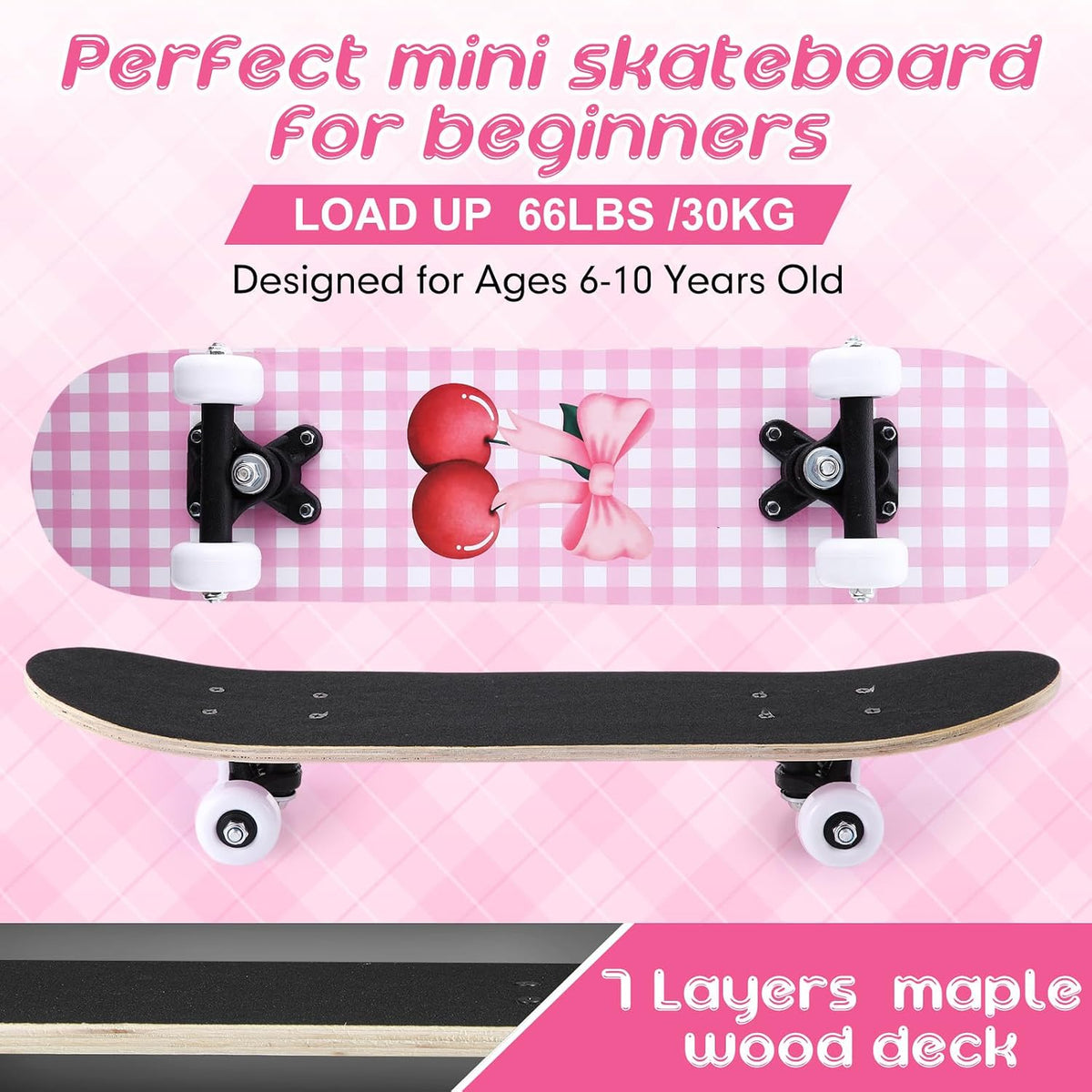 Honoson kids skateboard set with dinosaur print maple deck and black knee pads, elbow pads and wrist - view 26