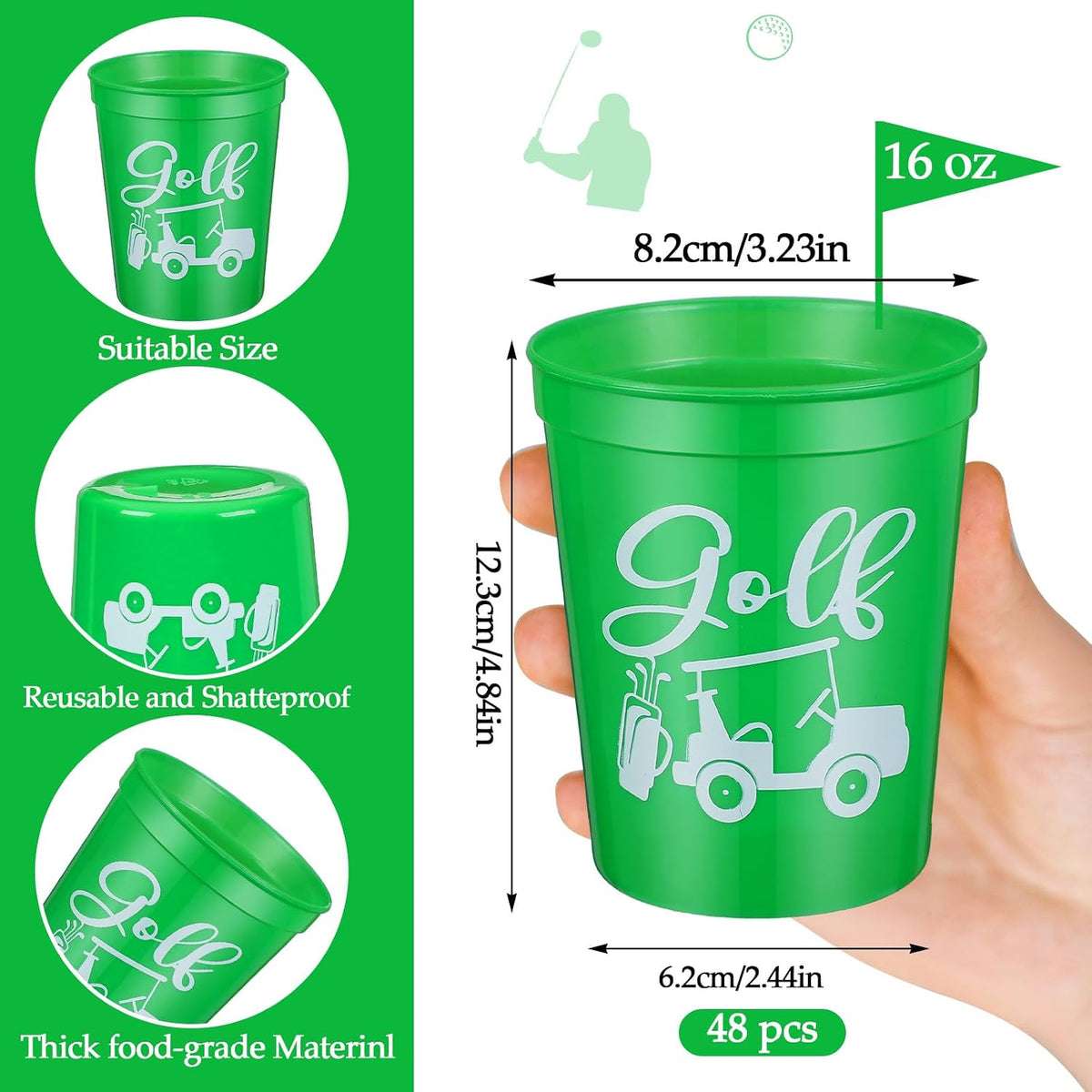 Norme 24 reusable plastic soccer party cups in 4 printed styles - view 17