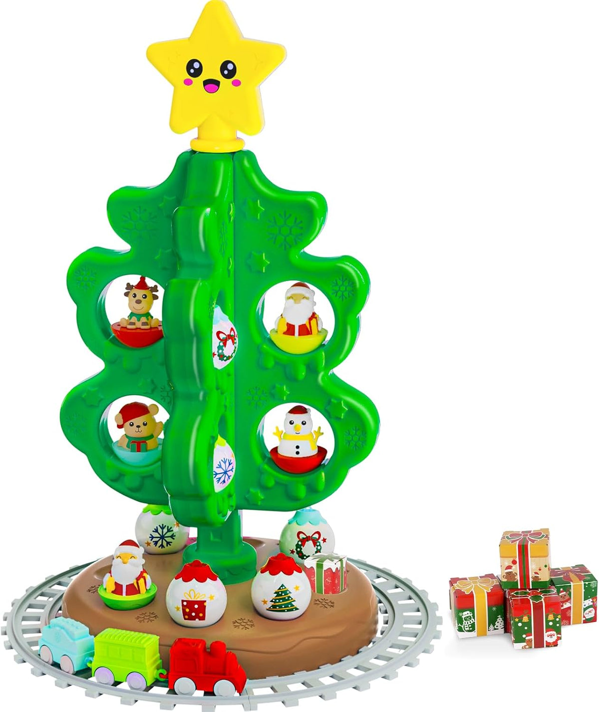Handwell my first Christmas tree for toddlers with roly poly toys, trains and tracks - view 3