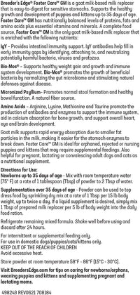 Breeder's Edge Foster Care GM - Goat Milk Based Powdered Milk Replacer - Puppies , Kittens , Cats & Dogs Formula - Easy Digestion - 5 lb