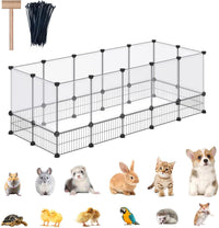 DINMO 28 Panels Bunny Playpen, Iron Net Bottom - Plastic+Metal-28 panels-L