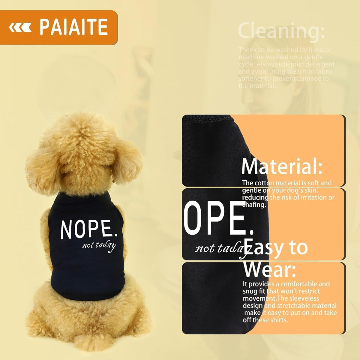 Discover Cozy Cotton Canine Wear: Soft, Lightweight - M-(8~14lb) | Chest(~18.1") / Grey-Nope - image 4