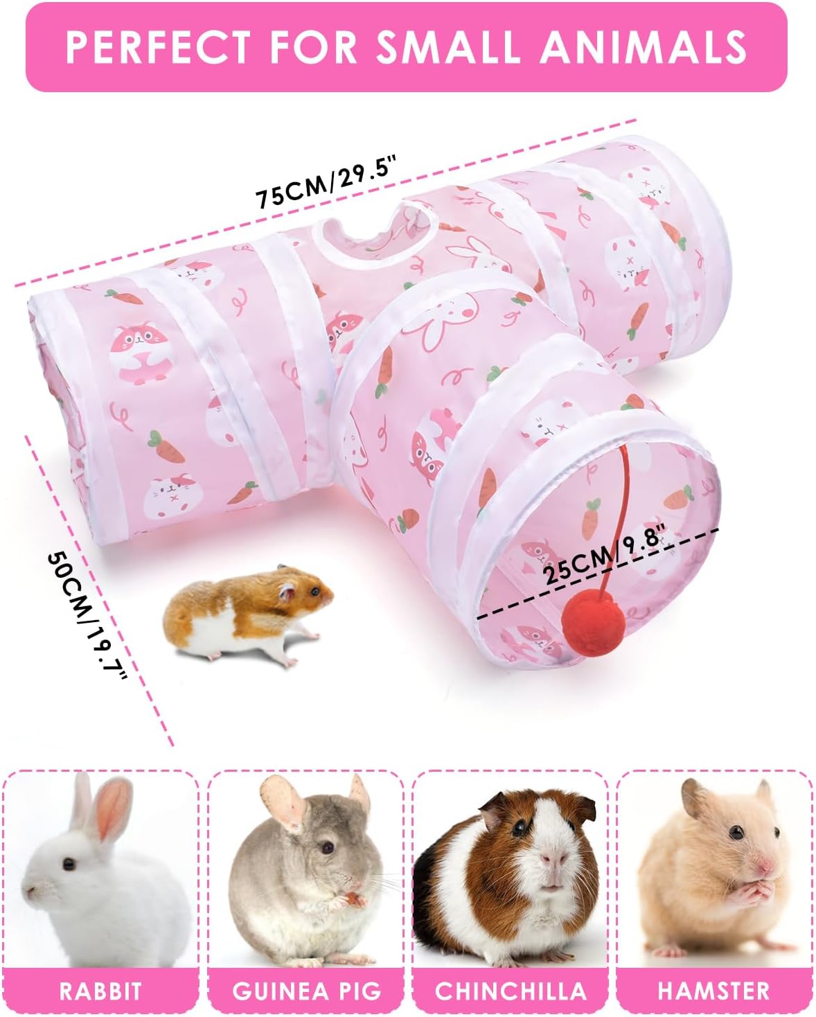 Bissap Collapsible Rabbit Tunnel - Large / Pink - image 3