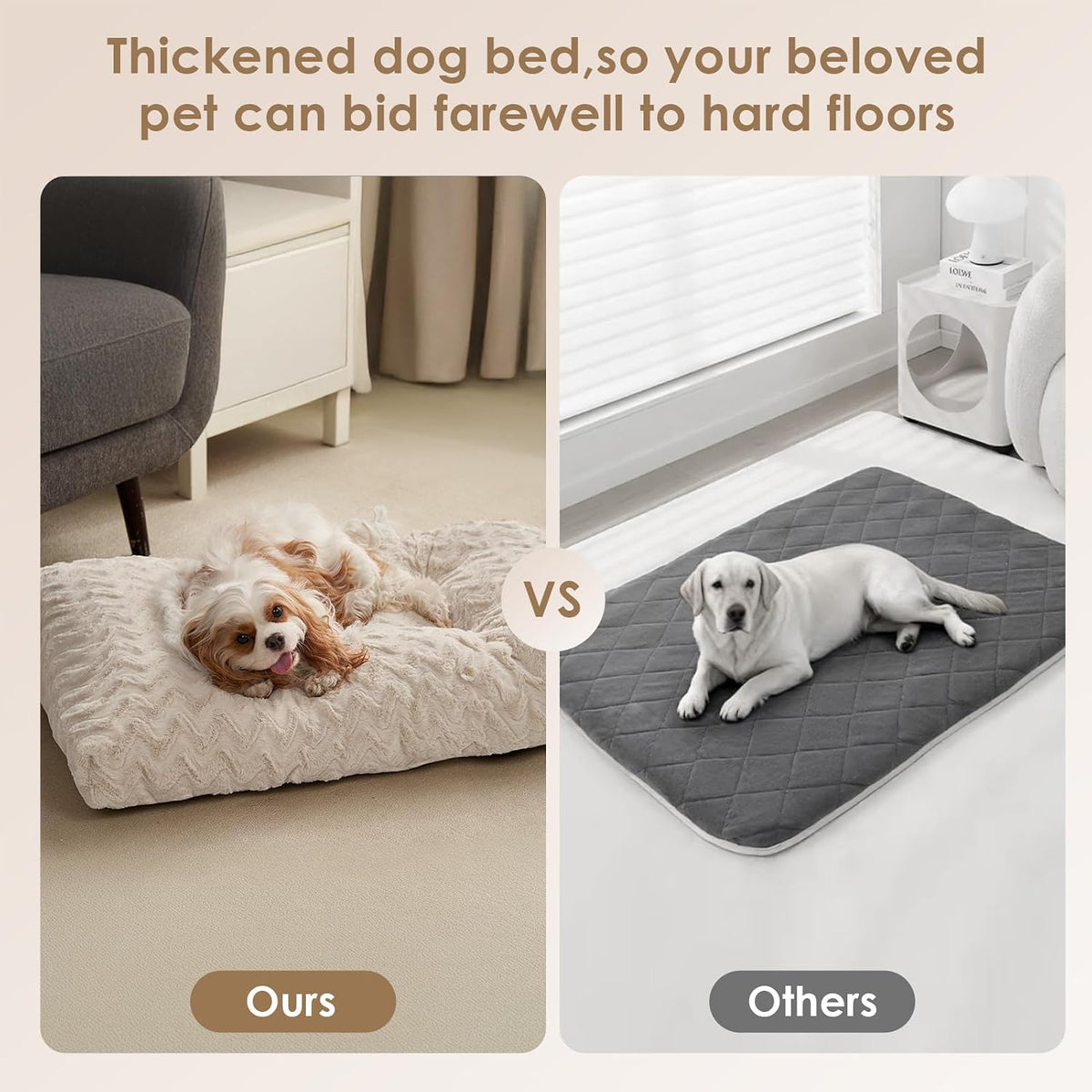EHEYCIGA Washable XL Dog Beds Large Sized Dog - Beige / 29" x 21"x 3" - image 3