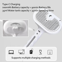 Cat/Dog deshedding brush with spray, Self-Cleaning Hair Comb for Long & Short Haired indoor Cats and Dogs (White)