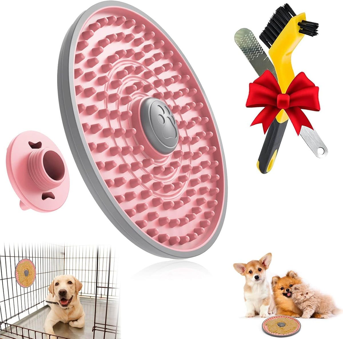Lick Mat for Dogs Crate Lick Pad Slow Feeder for Crate Training – Essentials for Dogs - 1 pcs / Pink