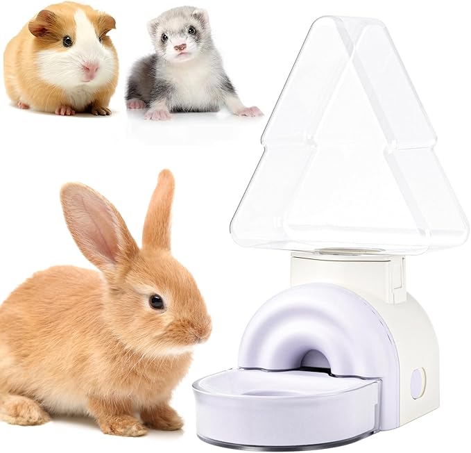 mini&moe Rabbit Water Bottle - 17.6oz Automatic Guinea Pig Water Bottle No Drip Gravity Silent Hanging Bunny Water Dispenser with Floating Bowl for Hamster, Gerbils, Ferret, Chinchilla