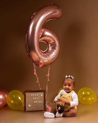 Navy Blue 1 Balloon, Number Balloon 40 Inch - Rosegold / Number 16 - image 3