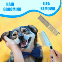 Dog Brush Grooming Kit 5PCS - Dog Brushes for Grooming, Dog Brush for Shedding,Puppy Brush and Flea Comb for Dogs, Slicker Brush Comb and Dog Hair Brush Set Blue