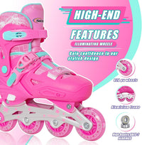Nattork adjustable inline skates for kids with light-up wheels and checkerboard upper - view 29