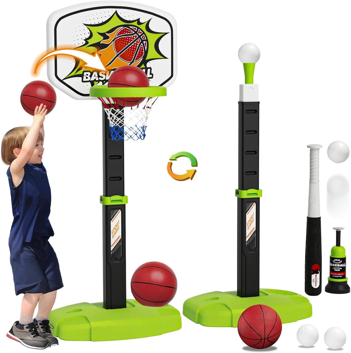 Arcade Basketball Game Set Boy Toys Indoor Outdoor Kids Basketball - Light Green