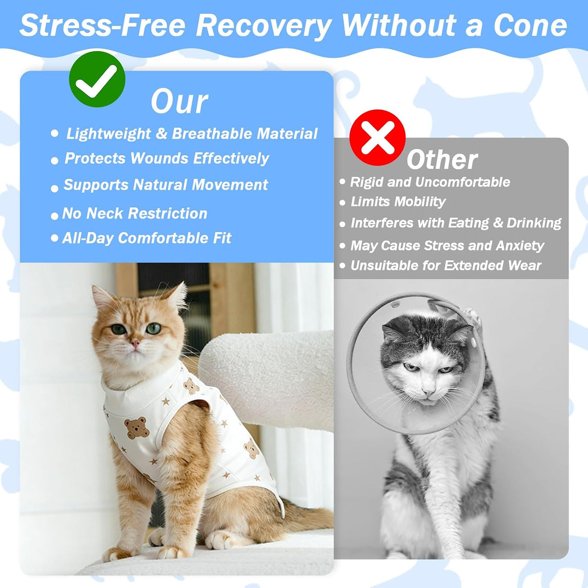 Coppthinktu Cat Recovery Suit Female Cat Onesie After Surgery Anti - Small / Cat - image 3