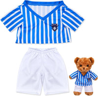 2 Pcs Rainbow PJ's Bear Clothes Outfit Stuffed Animal - Soccer / Blue White