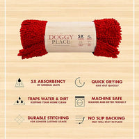 My Doggy Place Microfiber Dog Mat for Muddy Paws, 36" x 26" Red - Absorbent and Quick-Drying Dog Paw Cleaning Mat, Washer and Dryer Safe - Non-Slip Rubber Backed Dog Floor Mat, Large