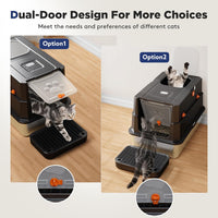FURTIME Stainless Steel Litter Box with Lid - X-large / Black - image 3