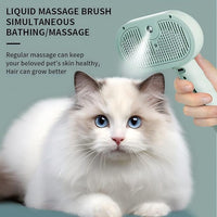 3-in-1 Steam Brush for Cats - Self Cleaning Cat Brush with Anti-Static & Shedding Control, Rechargeable Pet Grooming Tool for Long/Short Hair Cats & Dogs(Green)