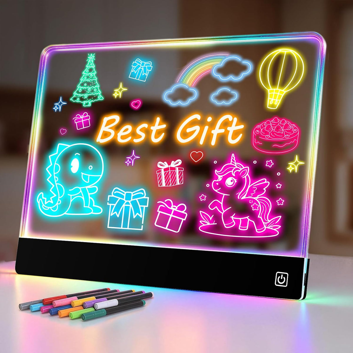 16" Rechargeable LED Drawing Board for Kids, 7 Colors - Black / 1PACK