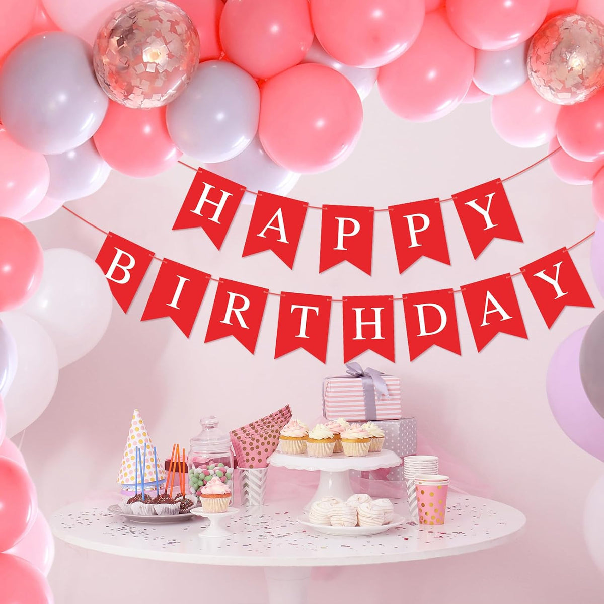 Orange Happy Birthday Banner Birthday Sign for Backdrop Happy - Red - image 3