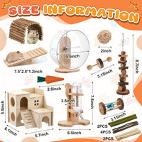 18 Pcs Hamster Cage Accessories Set with Hamster Wheel Maze House – Essentials for Small Pets - Fun Interactive Style - image 2