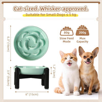 Ceramic Slow Feeder Cat Bowl - Green Raised (Metal) / 3.9"H Raised (Metal) - image 2