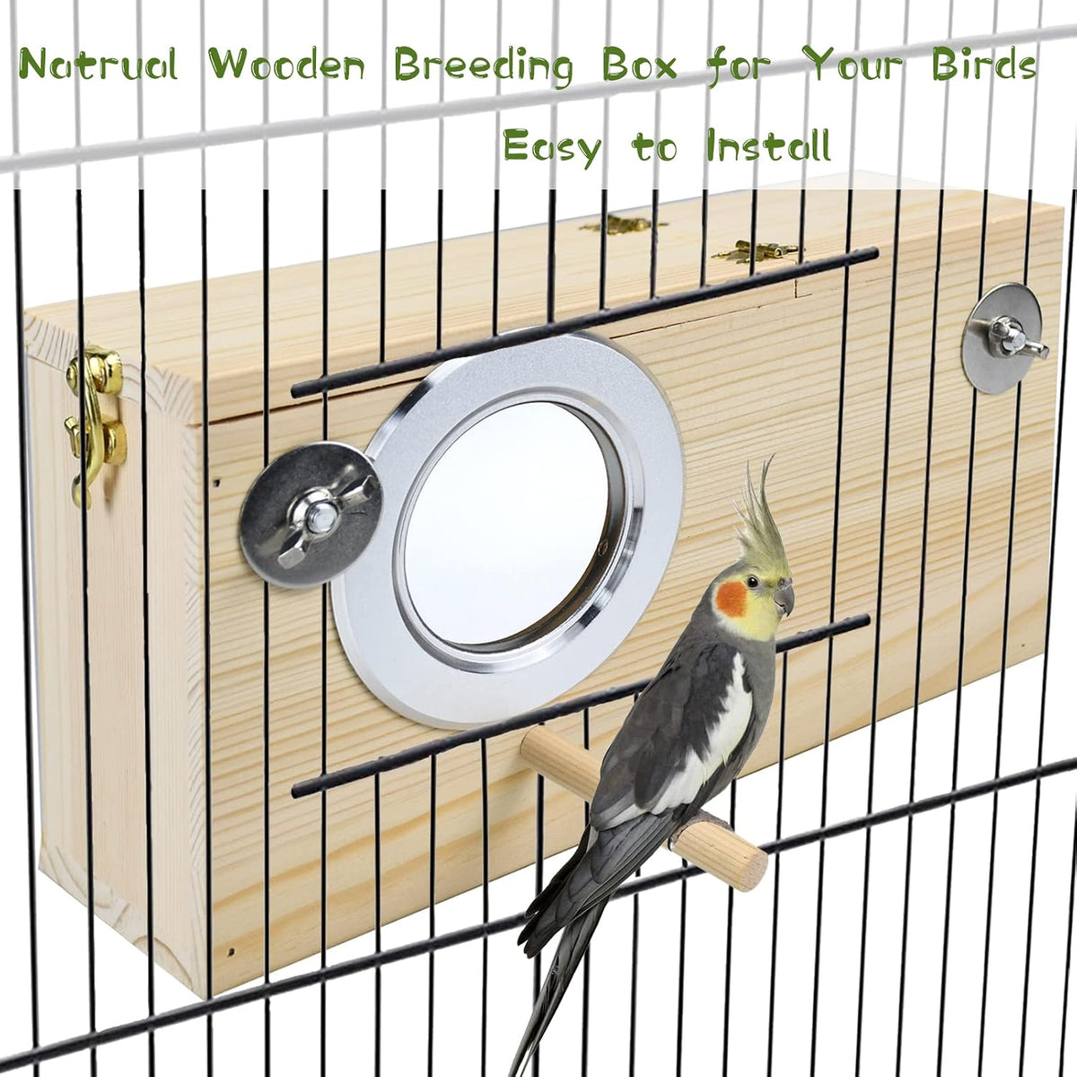 Parakeet Nesting Box Cockatiel Nesting Natural Pine Bird Nest Bird - L(10.6*5.9*5.9inch) - image 2