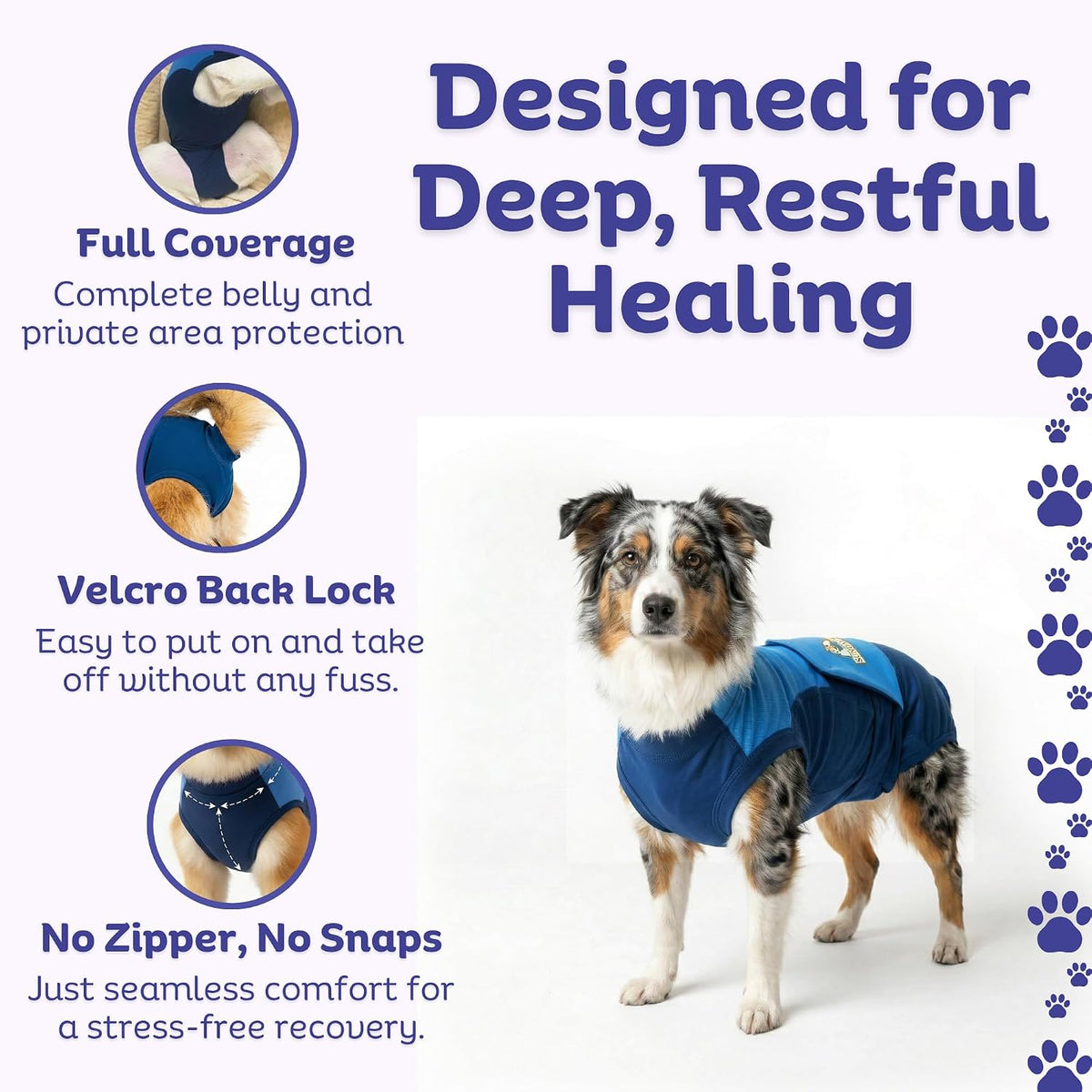 Surgi Snuggly dog surgery recovery suit with adjustable back panel - view 3