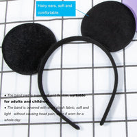 CHuangQi solid black mouse ears headband, 2 pack with plush covered band - view 3