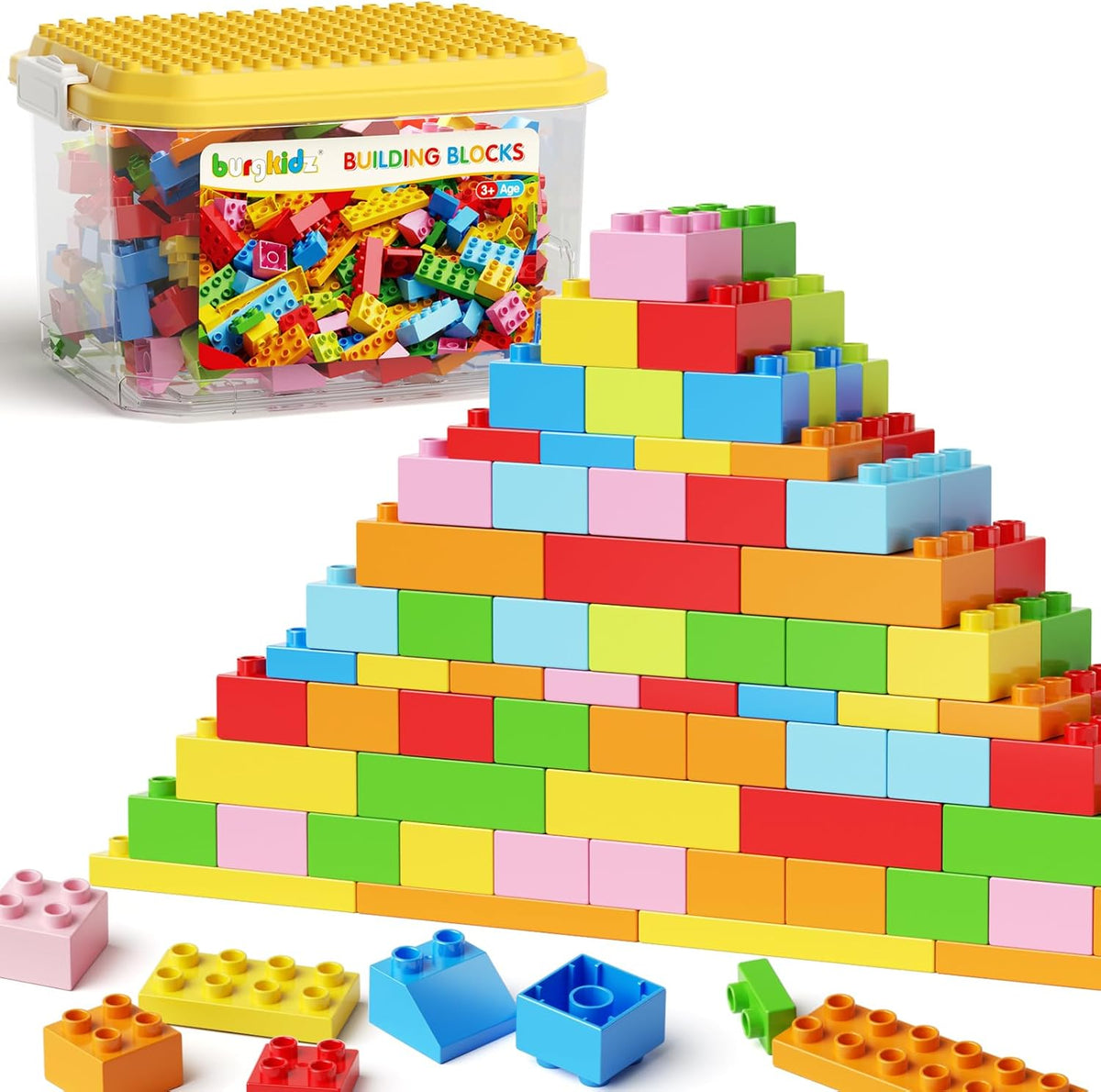 burgkidz Classic Building Compatible Toddlers: 150PCS Jumbo Blocks