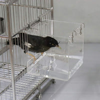 Hanging acrylic cube bird bath with metal hooks for square cages - view 4