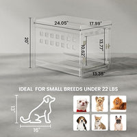 Sumerflos Clear Acrylic Dog Crate - Modern Dog Kennel Furniture, Indoor End Table Dog Crate Lockable Ventilated for Most Small Dog Cat Pet, 24.05" L x 17.99" W x 20" H