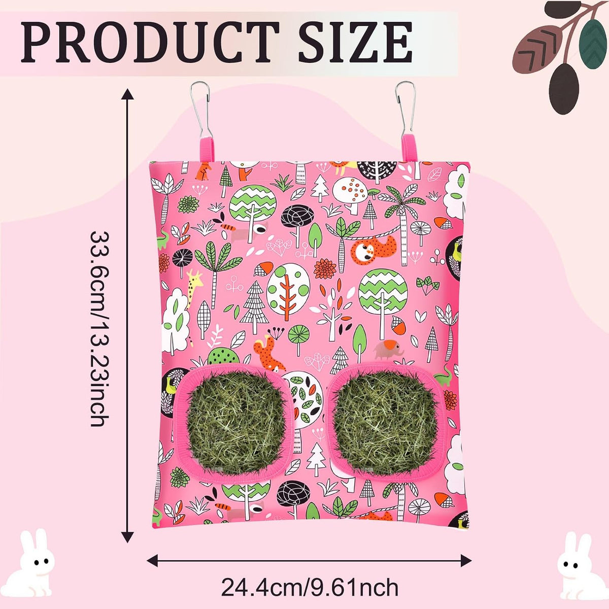 UPINS 3Pack Guinea Pig Hay Feeder Bag - Orange Green Pink - image 2