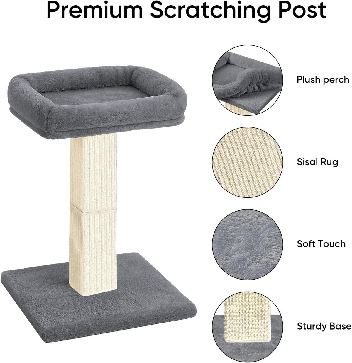 Cat Scratching Post for Indoor Cats - Grey / Scratcher with Bed - image 2