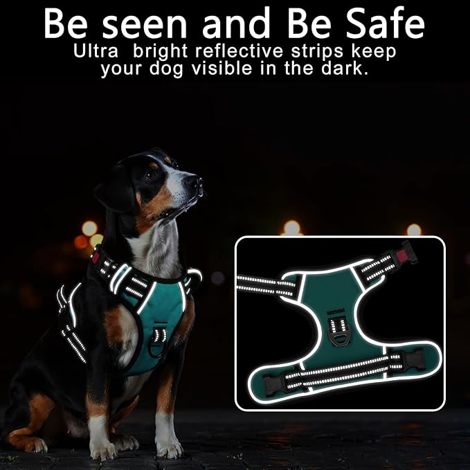 Timos Dog Harness,NO Need Go Over Dogs Head 3 Snap Buckles Pet Harness with 2 Leash Clips,Adjustable Soft Padded No-Pull,Reflective No-ChokeOxford Vest for Small Medium Large Dogs,X-Large (Pack of 1)