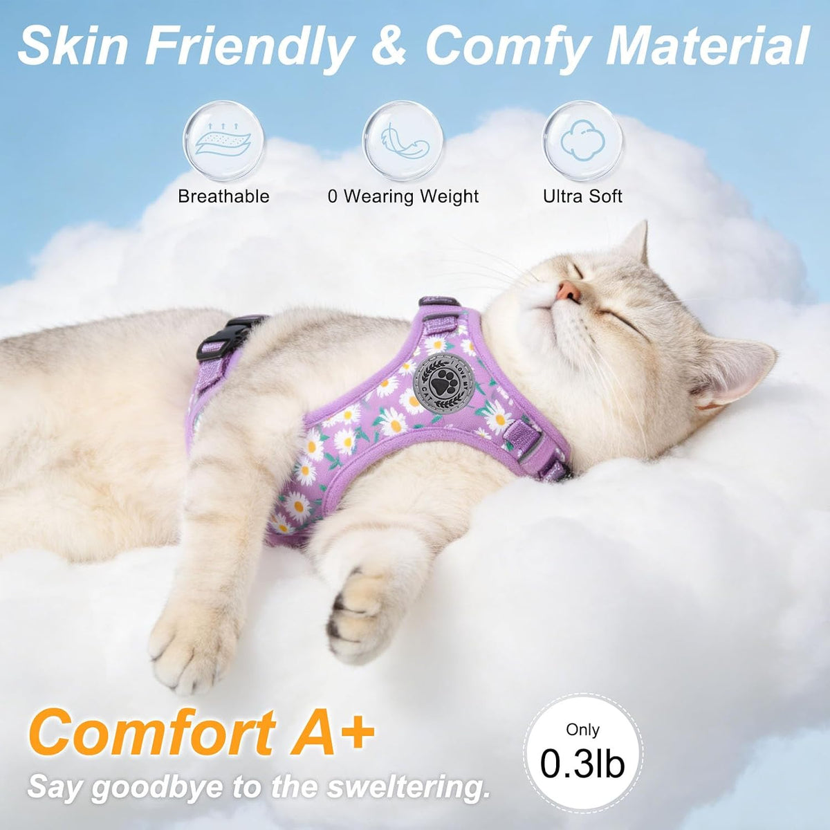 Cat Harness and Leash Set, Escape Proof and Adjustable - Purple / S (Chest: 11 - 16") - image 3