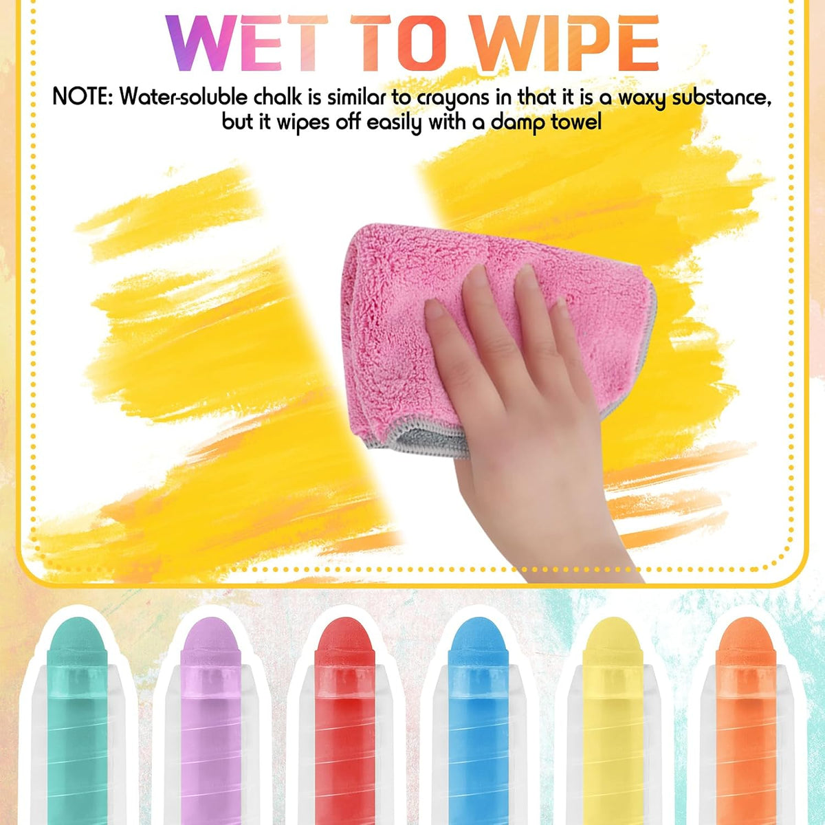 Haoyond dustless chalk for kids in 6 colors with twist-up chalk holders - view 6