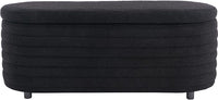 Kmax Storage Bench Faux Fur Entryway Bench Upholstered Ottoman Bench for Bedroom Living Room Hallway, Black