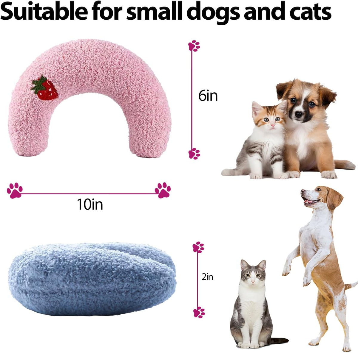 U-Shaped Calming Pillow for Cats and Dogs - Blue