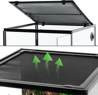 REPTIZOO 60 Gallon Glass Reptile Tank, 24" x 24" x 24" Large Reptile Terrarium Front Opening Terrarium with Double Hinge Door and Top Screen Ventilation, Easy Assembly Enclosure Tank
