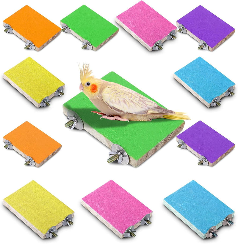 Reginary 12 Pcs Bird Perch Stand Toy Wood Parrot Stand Platform