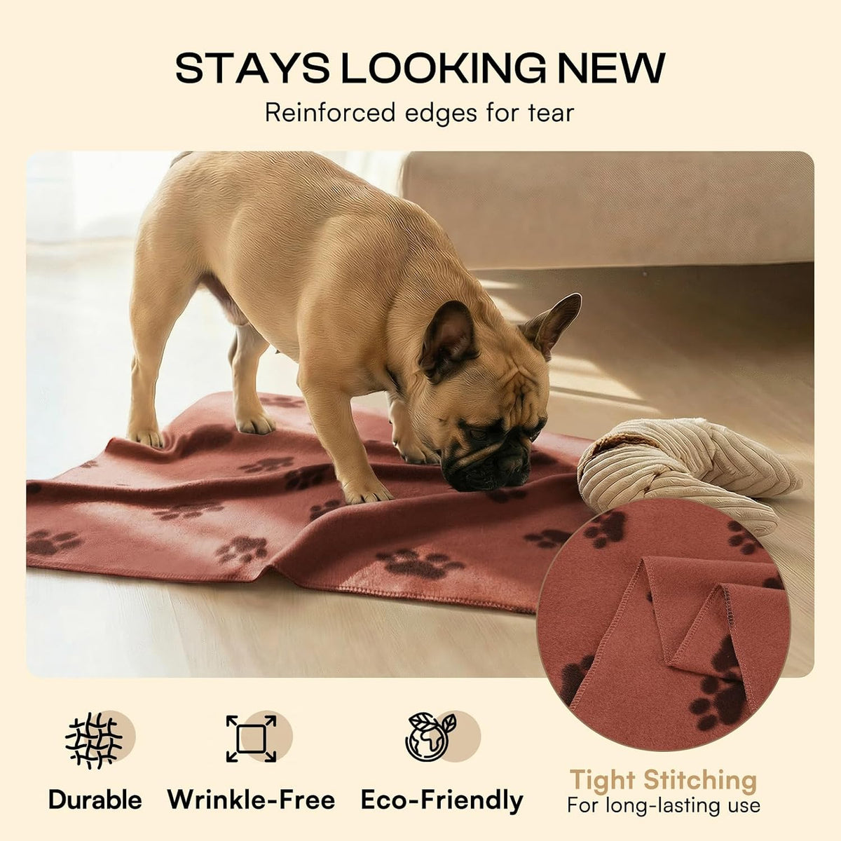 LINENLUX Fleece Dog Blankets 6-Pack - Coffee / 45x31 inch (Pack of 6) - image 3