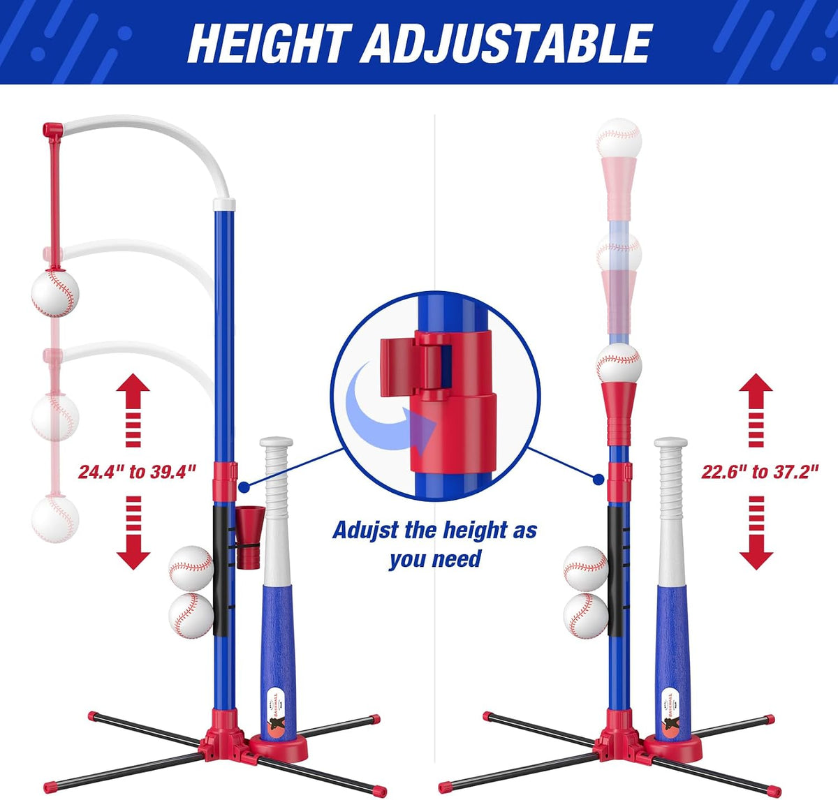 HYES 3-in-1 Baseball Set for kids Auto Pitching Machine – Fun for Kids & Family - Blue+red - image 3