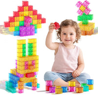 Large Magnetic Blocks,56PCS 1.34in 3D Building Cubes for Kids Ages 3+ – Fun for Kids & Family - ​​Transparent-40PCS（1.34in）