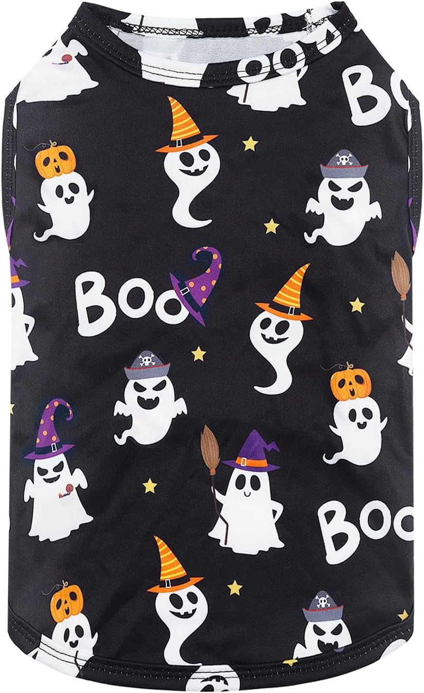 CuteBone Dog Shirts 2-Pack Soft Pet Clothes Breathable Summer Vest - X-Large / BOO&spider - image 4
