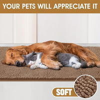 IM HOME 36" x 24" Camel Dog Door Mats for Muddy Paws, Chenille Absorbent Dog Mat, Non Slip Heavy Mud Mat for Dogs, Soft Pet Bed Mat for Entryway, Mud Paws, Inside Floor