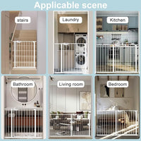 WAOWAO Triple Lock Baby Gate Extra Wide 49.21-53.14" Pressure Mounted Walk Through Swing Auto Close Safety White Metal Dog Pet Puppy for Stairs,Doorways,Kitchen
